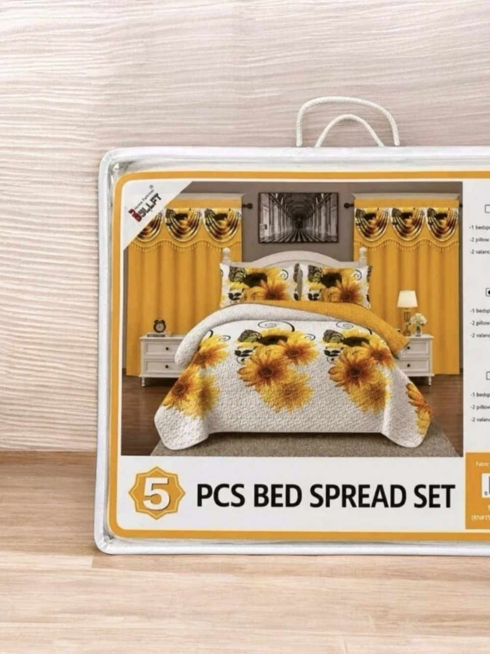 5-Piece Sunflower Comforter Set in Yellow and White - Floral Bedspread